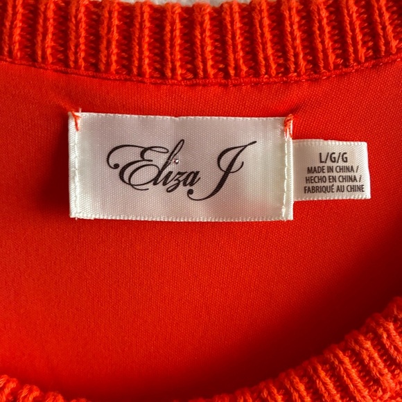 Eliza J Vibrant Orange Halter Midi Sheath Crochet Dress L - Picture 11 of 15